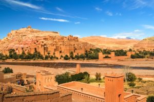 Panorama of the ancient moroccan kasbah Ait Benhaddou, near Ouarzazate, Morocco - Unesco world heritage.